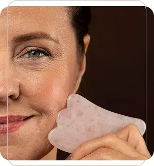 Piedra Gua Sha de cuarzo rosa para masaje facial y drenaje linfático