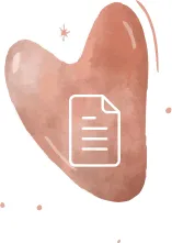 Ícono gua sha con documento representando guías de técnicas faciales