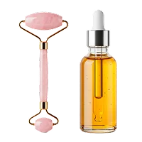 Kit de rodillo facial y sérum hidratante para cuidado diario